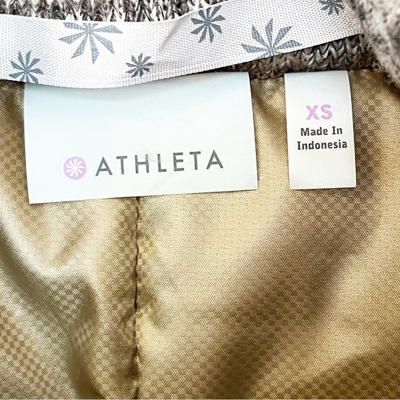 Athleta Womens Brown Fair Isle Vest Sz XS Goose Down Puffer Jacket Zip Pockets - Picture 4 of 8